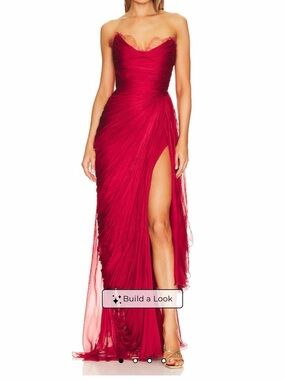 Strapless Red Maxi Gown with High Slit